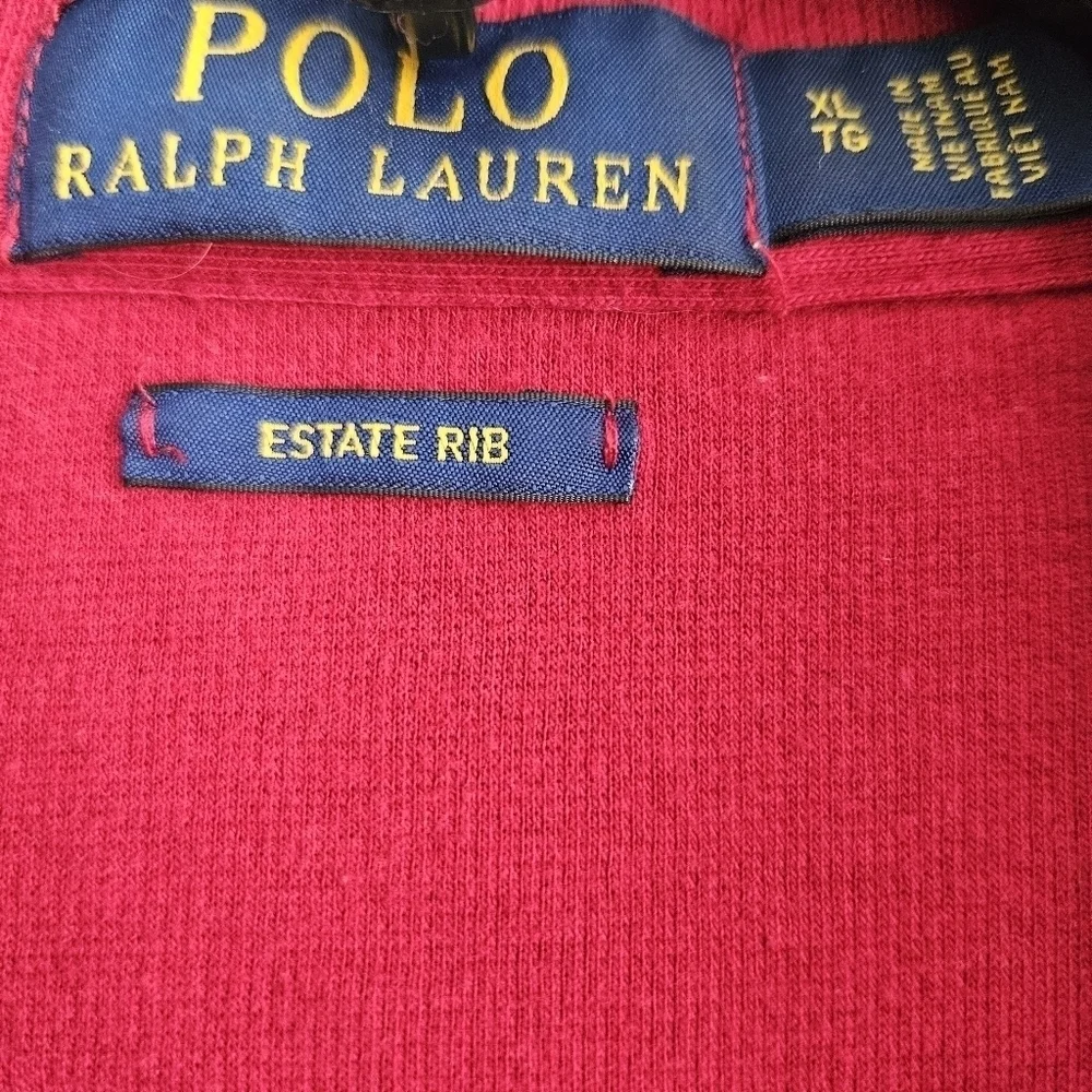 Polo Ralph Lauren Mens Red Estate Rib Quarter Zip‎ Pullover Sweater Sz XL